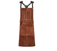 VEVOR Tablier de Soudage en Cuir de Vachette, Tablier de Soudeur Résistant aux Flammes, à la Chaleur, avec 6 Poches, Protection Étincelles pour Hommes, Femmes, de Travail du Bois, Jardinage, Barbecue