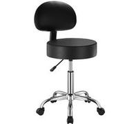 VEVOR Tabouret à Roulettes Avec Support Dorsal Capacité 204kg Hauteur Réglable Roues En PU Noir et Argent