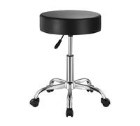VEVOR Tabouret à roulettes, capacité de poids 204 kg, rond tabouret roulant, hauteur réglable 55-71 cm, chaise de travail pivotante en cuir PU épais, pour salon, spa, massage, tatouage, clinique, noir