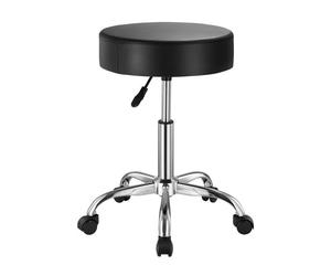 VEVOR Tabouret à roulettes, capacité de poids 204 kg, rond tabouret roulant, hauteur réglable 55-71 cm, chaise de travail pivotante en cuir PU épais, pour salon, spa, massage, tatouage, clinique, noir