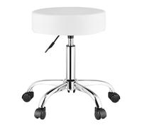 VEVOR Tabouret à roulettes, capacité Poids 204 kg, Rond Tabouret Roulant, Hauteur réglable 55-71 cm, Chaise de Travail pivotante en Cuir PU épais, pour Salon, Spa, Massage, Tatouage, Clinique, Blanc