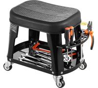 VEVOR Tabouret d'Atelier sur Roulettes, Tabouret de Mécanicien avec Capacité de Charge Maximale de 136 kg, Siège de Garage Pivotant à 360°, avec Plateau à Outils et Support pour Tournevis, pour Garage