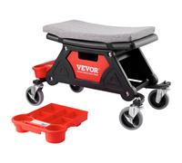 VEVOR Tabouret d'atelier mobile 64×33,5×39 cm Charge 136 kg Siège 450×250 mm 2 roulettes verrouillables