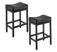 VEVOR Tabouret de Bar, Lot de 2, Chaise de Bar en Cuir synthétique Confortable, 625 mm de Haut, avec siège de Selle et Pieds en métal, sans Dossier, pour Cuisine, Salle à Manger et café, Noir