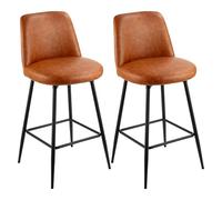 VEVOR Tabouret de bar, lot de 2, chaise de bar moderne en cuir PU, siège de cuisine pivotante, 686 mm de haut, avec dossier et pieds en métal, sans accoudoirs, pour cuisine et salle à manger, marron