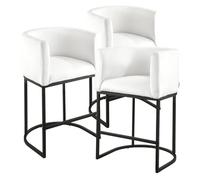 VEVOR Tabouret de Bar, Lot de 3, Chaise de Bar en Tissu, 635 mm Haut, siège de Cuisine avec Dossier, accoudoirs, Structure en métal et Repose-Pieds, Chaise îlot pour Cuisine et Salle à Manger, Blanc