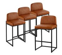 VEVOR Tabouret de bar, lot de 4, chaise de bar en cuir PU confortable, 680 mm de haut, siège de cuisine avec dossier et pieds en métal, sans accoudoirs, pour cuisine et salle à manger, marron