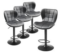 VEVOR Tabouret de Bar, Lot de 4, Chaise de Bar Moderne en Cuir PU, siège de Cuisine pivotante, Hauteur réglable, avec Dossier et Repose-Pieds, sans accoudoirs, pour Cuisine et Salle à Manger, Noir