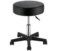 VEVOR Tabouret de Bureau Charge 181 kg Tabouret à Roulettes Rotation à 360° Hauteur Réglable 46-60,5 cm Chaise à Roulette Coussin Épais 10 cm Recouvert de Cuir PU pour Salon de Massage Bureau Clinique