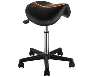 VEVOR Tabouret de Bureau Charge 181 kg Tabouret à Roulettes Rotation à 360° Hauteur Réglable 51-71 cm Tabouret de Selle Ergonomique Coussin Épais 39x45x6 cm Surface en PU pour Salon Bureau Clinique