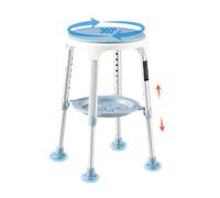 VEVOR Tabouret de Douche Pivotant à 360° Siège de Bain à Hauteur Réglable, Chaise de Baignoire Antidérapant avec Plateau de Rangement pour Personnes Âgées, Handicapées et Blessées, Capacité 158 kg