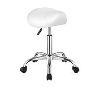 VEVOR Tabouret de Selle à roulettes, capacité Poids 204 kg, Tabouret Roulant Ergonomique, Hauteur réglable, Chaise de Selle pivotante en Cuir PU épais, pour Salon, Massage, Tatouage, Clinique, Blanc