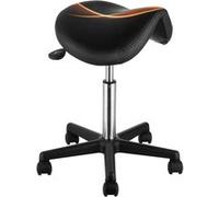 VEVOR Tabouret De Selle Capacité 181kg Roulettes Rotation à 360° Hauteur Réglable 51-71cm Noir et Argent