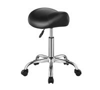 VEVOR Tabouret de selle pivotant en cuir PU à roulettes hauteur réglable noir
