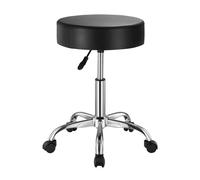 VEVOR Tabouret de travail rond pivotant à roulettes hauteur réglable en PU noir