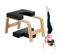 VEVOR Tabouret d'Inversion de Yoga Charge 136 kg, Chaise de Yoga Cadre en Bois et Coussin en PU, Banc de Yoga pour Faire le Poirier, pour Entraînement de Force et d'Équilibre, Salle de Sport, Noir