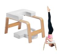 VEVOR Tabouret d'Inversion de Yoga Charge 136 kg, Chaise de Yoga Cadre en Bois et Coussin en PU, Banc de Yoga pour Faire le Poirier, pour Entraînement de Force et d'Équilibre, Salle de Sport, Blanc