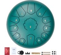 VEVOR Tambour à langue en acier, 305 mm, 13 notes, tambour de pluie pour jardin extérieur, do majeur, instrument de percussion à main, 2 maillets, sac de transport, pour éducation musicale, yoga, vert