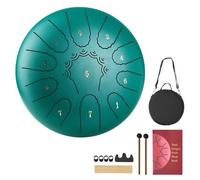 VEVOR Tambour à Langue en Acier 25,4 cm 11 Notes Tambour de Pluie Do Majeur avec Livre de Partitions et Mailloches Instrument de Percussion pour Méditation Yoga Éducation Initiation Musique, Vert