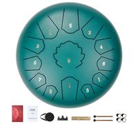VEVOR Tambour à langue en acier, 305 mm, 13 notes, tambour de pluie pour jardin extérieur, do majeur, instrument de percussion à main, 2 maillets, sac de transport, pour éducation musicale, yoga, vert