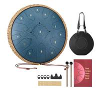 VEVOR Tambour à langue en acier, 330 mm, 15 notes, tambour de pluie pour jardin extérieur, ré majeur, avec livre de musique et maillets, instrument de percussion pour éducation musicale, bleu marine