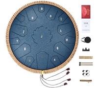 VEVOR Tambour à langue en acier, 356 mm, 15 notes, tambour de pluie pour extérieur, do majeur, instrument de percussion à main, 2 maillets, sac de transport, pour éducation musicale, yoga, bleu marine