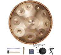 VEVOR Tambour à main, 550 mm et 10 notes, instrument à tambour handpan en ré mineur, avec maillets, support 432 Hz et sac de transport, tambour sonore en acier, instrument de percussion pour débutants