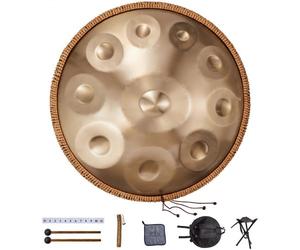 VEVOR Tambour à main, 550 mm et 10 notes, instrument à tambour handpan en ré mineur, avec maillets, support 432 Hz et sac de transport, tambour sonore en acier, instrument de percussion pour débutants