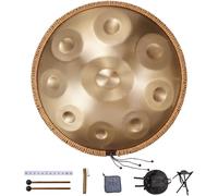 VEVOR Tambour à main, 550 mm et 9 notes, instrument à tambour handpan en ré mineur, avec maillets, support 440 Hz et sac de transport, tambour sonore en acier, instrument de percussion pour débutants