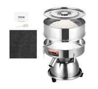 VEVOR Tamiseur Vibrant Automatique, Tamis à Farine Électrique 45 W en Acier Inoxydable, Machine de Tamisage avec 10 et 60 Mailles, Facile à Remplacer, pour Poudres de Farine, Haricots Mungo, Riz