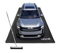 VEVOR Tapis de Confinement Imperméable 2,4x4,9 m, Tapis de Sol de Garage Antidérapant, Rétention à Bord Surélevé, en PVC, avec Raclette de Nettoyage, contre Neige, Pluie et Boue, pour Voiture