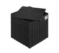 VEVOR Tapis de drainage emboîtable, 415x415 mm, dalles de sol de drainage modulaire emboîtable, 24 pcs, coussin de sol à épisser en PP antidérapant noir, tapis de douche, pour garage, jardin, cuisine
