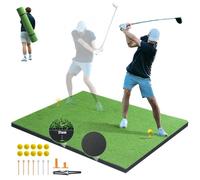 VEVOR Tapis de Frappe de Golf 152x122 cm, Gazon Synthétique en PP EVA et PP, Tapis d'Entraînement au Golf Épais avec 10 Balles et 9 Tees, pour Pratique de Golf, Arrière-Cour, Intérieur et Extérieur