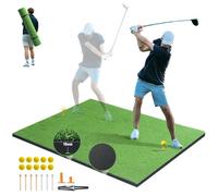 VEVOR Tapis de Frappe de Golf 152x122 cm, Gazon Synthétique Portable en PP, Tapis d'Entraînement au Golf avec 10 Balles de Golf et 9 tees, pour Pratique de Golf, Arrière-Cour, Intérieur et Extérieur