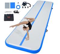 VEVOR Tapis de Gymnastique Gonflable 10 cm Épaisseur, Piste d’Acrobatie avec Pompe Électrique, Tapis d'Entraînement pour Usage Domestique/Salle de Sport/Yoga/Cheerleading/Plage/Parc/Eau, 4 m, Bleu