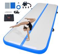 VEVOR Tapis de Gymnastique Gonflable 10 cm Épaisseur, Piste d’Acrobatie avec Pompe Électrique, Tapis d'Entraînement pour Usage Domestique/Salle de Sport/Yoga/Cheerleading/Plage/Parc/Eau, 3 m, Bleu