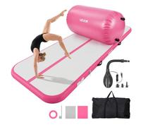 VEVOR Tapis de Gymnastique Gonflable 3x1 m avec Rouleau Gonflable 1 m Rose | Pour Cheerleading Yoga Acrobatie Gym Maison, Gonflage Facile avec Gonfleur, Piste de Tumbling Épaisseur 10 cm, Accessoires