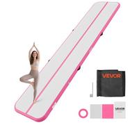 VEVOR Tapis de Gymnastique Gonflable 5x1 m avec Gonfleur Gym Maison Rose, pour Cheerleading Yoga Acrobatie, Épaisseur 10 cm, Piste de Tumbling avec Gonflage et Dégonflage Faciles, Avec Accessoires
