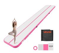 VEVOR Tapis de Gymnastique Gonflable 6x1 m avec Gonfleur Gym Maison Rose, pour Cheerleading Yoga Acrobatie Fitness, Épaisseur 10 cm, Piste de Tumbling Entraînement, Gonflage Facile, Avec Accessoires