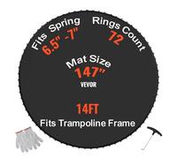 VEVOR Tapis de Rechange pour Trampoline, Tapis de Saut de Remplacement Universel pour Trampoline Rond avec Cadre de 426 cm, résistant aux UV, Anneaux en V durables, pour Ressort de 16,5 à 17,8 cm