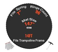 VEVOR Tapis de rechange pour trampoline, tapis de saut de remplacement universel pour trampoline rond avec cadre de 426 cm, résistant aux UV, anneaux en V durables, convient pour ressort de 17,8 cm