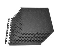 VEVOR Tapis de Sol Puzzle Fitness 12PCs 61x61x1,4 cm, Dalles en Mousse EVA Haute Densité, Protection de Sol pour Salle de Sport Gym Maison et Bureau, Dalles Emboîtables Noires avec Points Gris