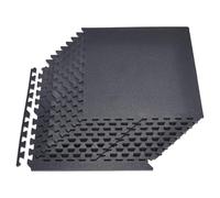 VEVOR Tapis de Sol Puzzle Fitness 12PCs 61x61x1,4 cm, Dalles en Mousse EVA Haute Densité, Protection de Sol pour Gymnastique Yoga Salle de Sport Gym Maison et Bureau, Dalles Emboîtables Noires