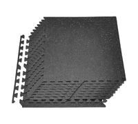 VEVOR Tapis de Sol Puzzle Fitness 12PCs 61x61x1 cm, Dalles en Mousse EVA Haute Densité, Protection de Sol pour Salle de Sport Gym Maison et Bureau, Dalles Emboîtables Noires avec Points Gris