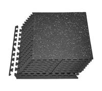 VEVOR Tapis de Sol Puzzle Fitness 12PCs 61x61x1 cm, Dalles en Mousse EVA Haute Densité, Protection de Sol pour Salle de Sport Gym Maison et Bureau, Dalles Emboîtables Noires avec Points Gris