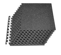 VEVOR Tapis de Sol Puzzle Fitness 12PCs 61x61x2 cm, Dalles en Mousse EVA Haute Densité, Protection de Sol pour Salle de Sport Gym Maison et Bureau, Dalles Emboîtables Noires avec Points Gris