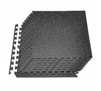 VEVOR Tapis de Sol Puzzle Fitness 12PCs de 61x61x1 cm, Dalles en Mousse EVA Haute Densité, Protection de Sol pour Salle de Sport Gym Maison et Bureau, Dalles Emboîtables Noires à Points Blancs