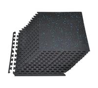 VEVOR Tapis de Sol Puzzle Fitness 24PCs 61x61x1,4 cm, Dalles en Mousse EVA Haute Densité, Protection de Sol pour Salle de Sport Gym Maison et Bureau, Dalles Emboîtables Noires avec Points Bleus