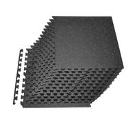 VEVOR Tapis de Sol Puzzle Fitness 24PCs 61x61x1,4 cm, Dalles en Mousse EVA Haute Densité, Protection de Sol pour Salle de Sport Gym Maison et Bureau, Dalles Emboîtables Noires avec Points Gris