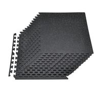 VEVOR Tapis de Sol Puzzle Fitness 24PCs 61x61x1,4 cm, Dalles en Mousse EVA Haute Densité, Protection de Sol pour Salle de Sport Gym Maison et Bureau, Dalles Emboîtables Noires avec Points Bleus